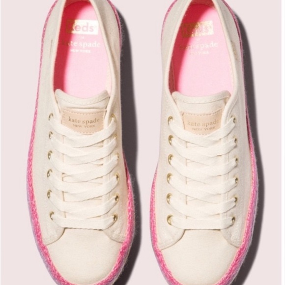 BNIB Kate Spade x Keds espadrille canvas platform sneakers 8.5 - Picture 2 of 10
